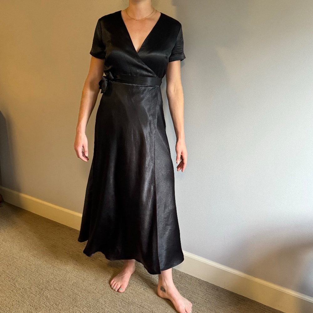 Babaton Chattel Satin Wrap Dress